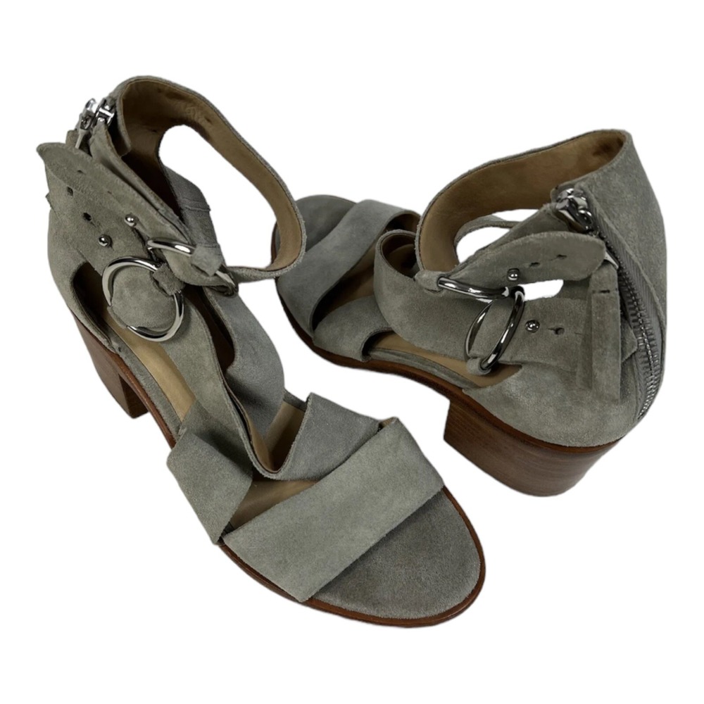 Rag & Bone‎ Ivory Suede Leather Peep Toe Womens Zip Back Heels Size 6.5/37